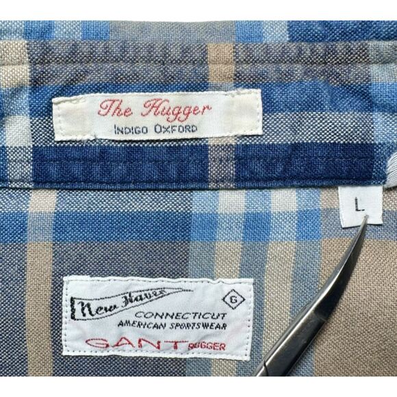 GANT Rugger Indigo Oxford Hugger BD Tapered Slim Fit LS Shirt Large - Picture 3 of 10